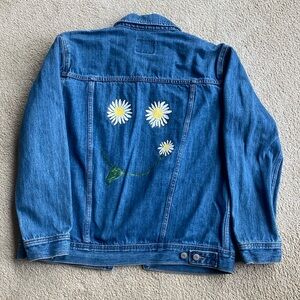 Hand Painted Upcycled Jean Jacket in Size M